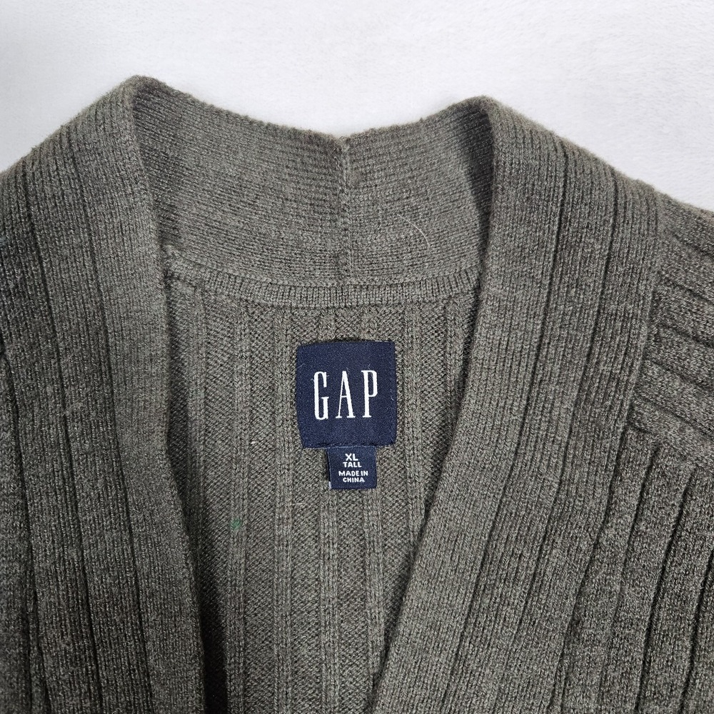 GAP Cotton Cardigan Sweater Men XL Green‎ Shawl Collar Knit Grandpacore - Picture 2 of 8